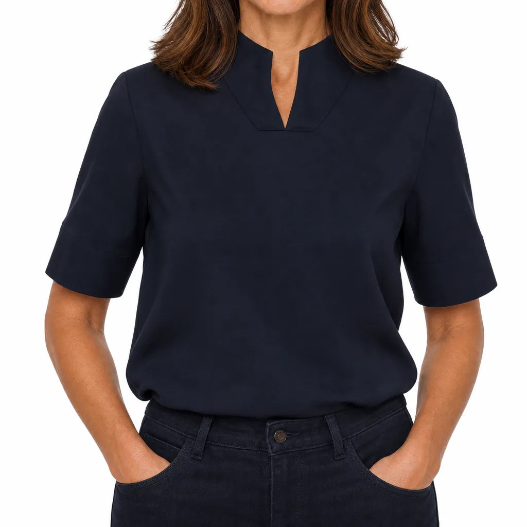 Mandarin collar top back view