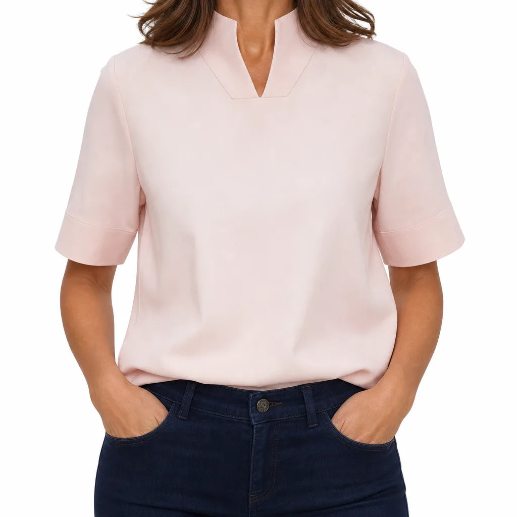 Mandarin collar top styled outfit