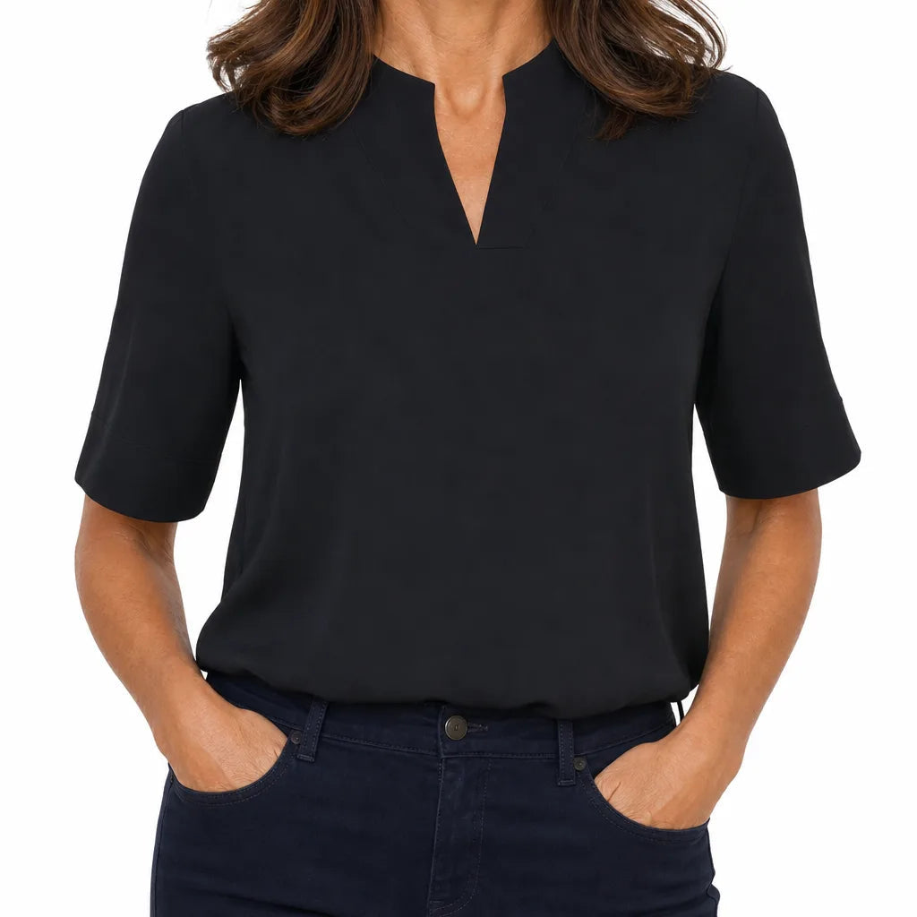 Mandarin collar top sleeve detail