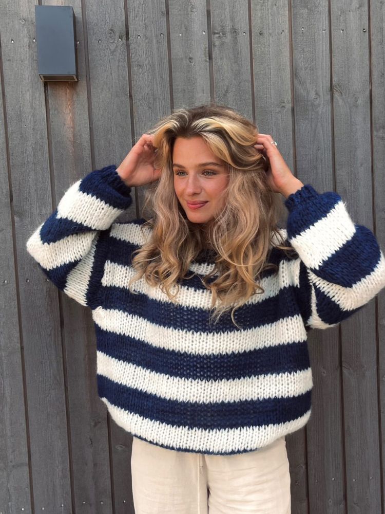 Navy oversized knit jumper front view
