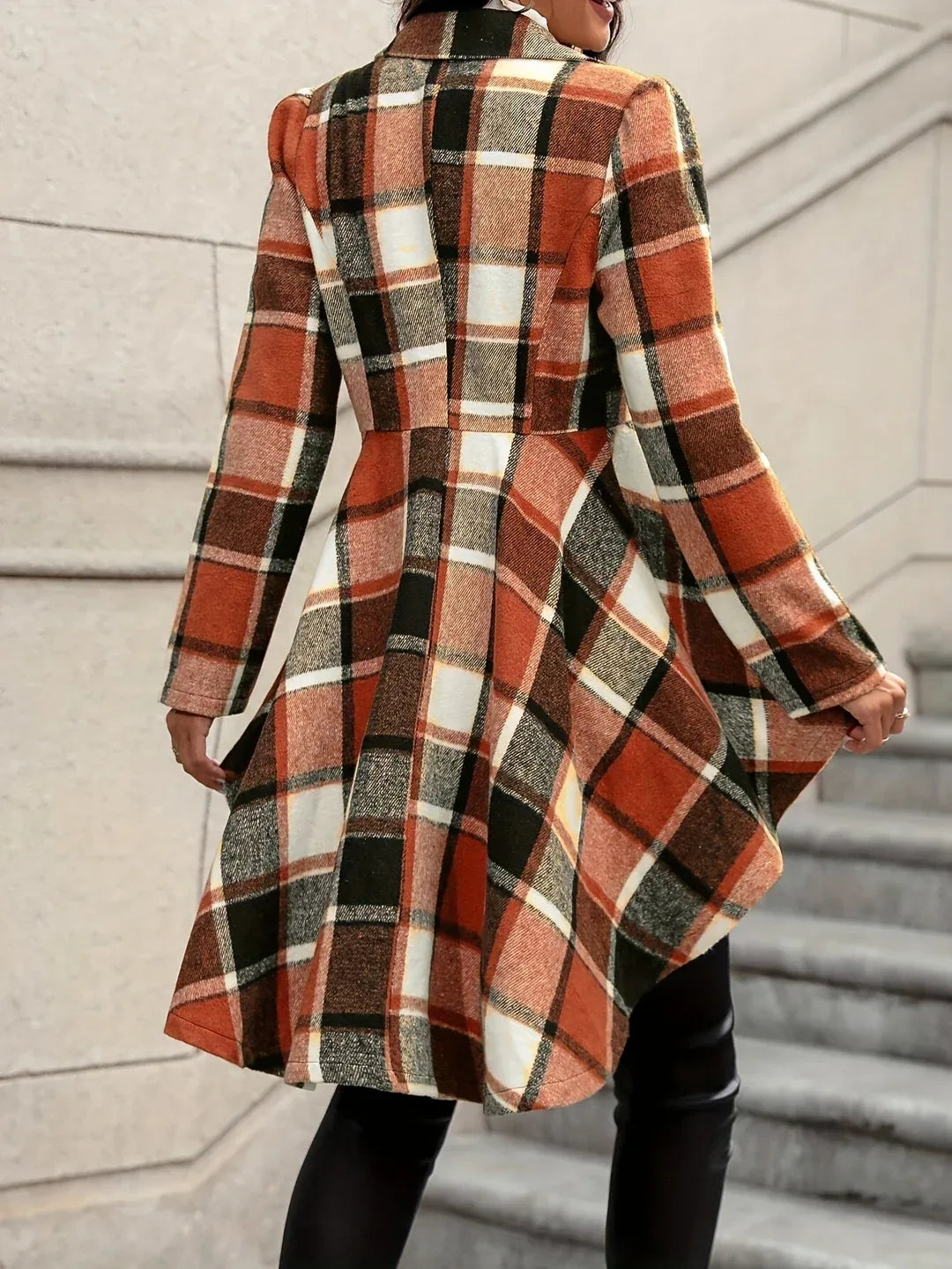 Plaid jacket with peplum hem detail