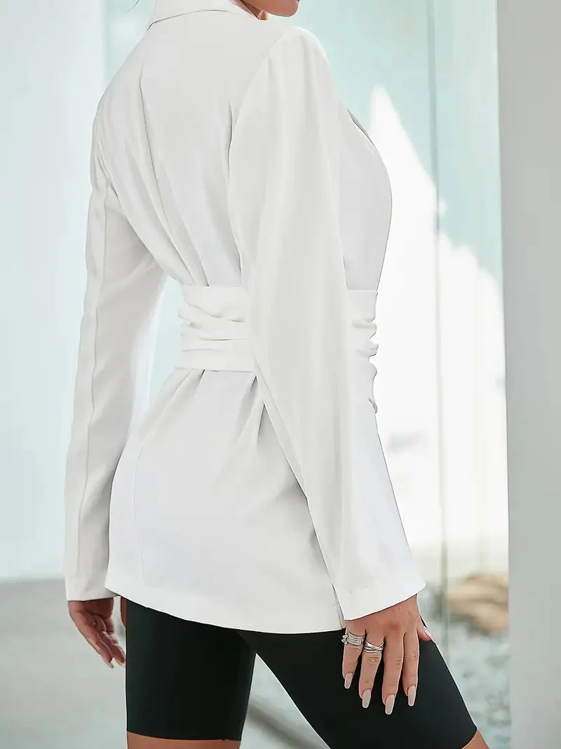 Tailored blazer with pleat detail styled look