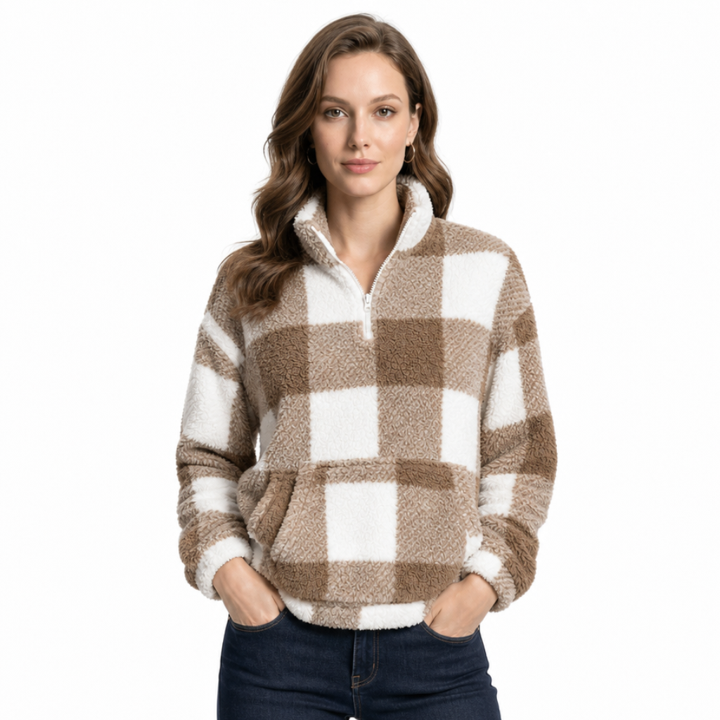 Plush fleece sweater front view