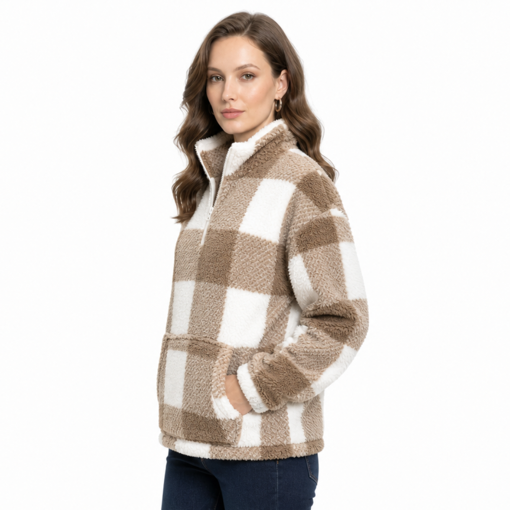 Plush fleece sweater back view