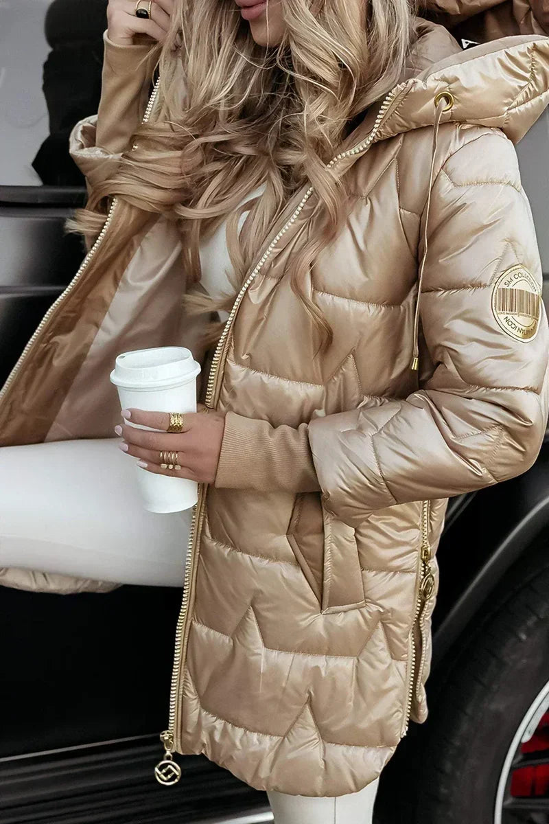 Padded hooded coat back view