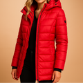 Quilted winter jacket worn outdoors