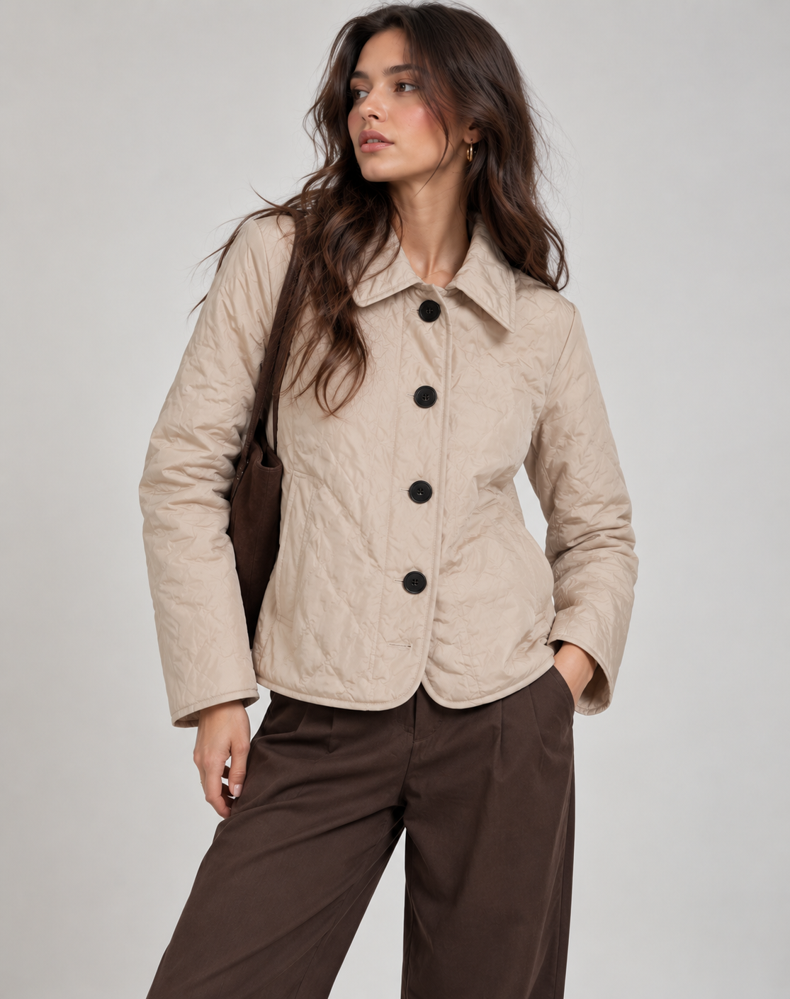 Quilted jacket with collar detail