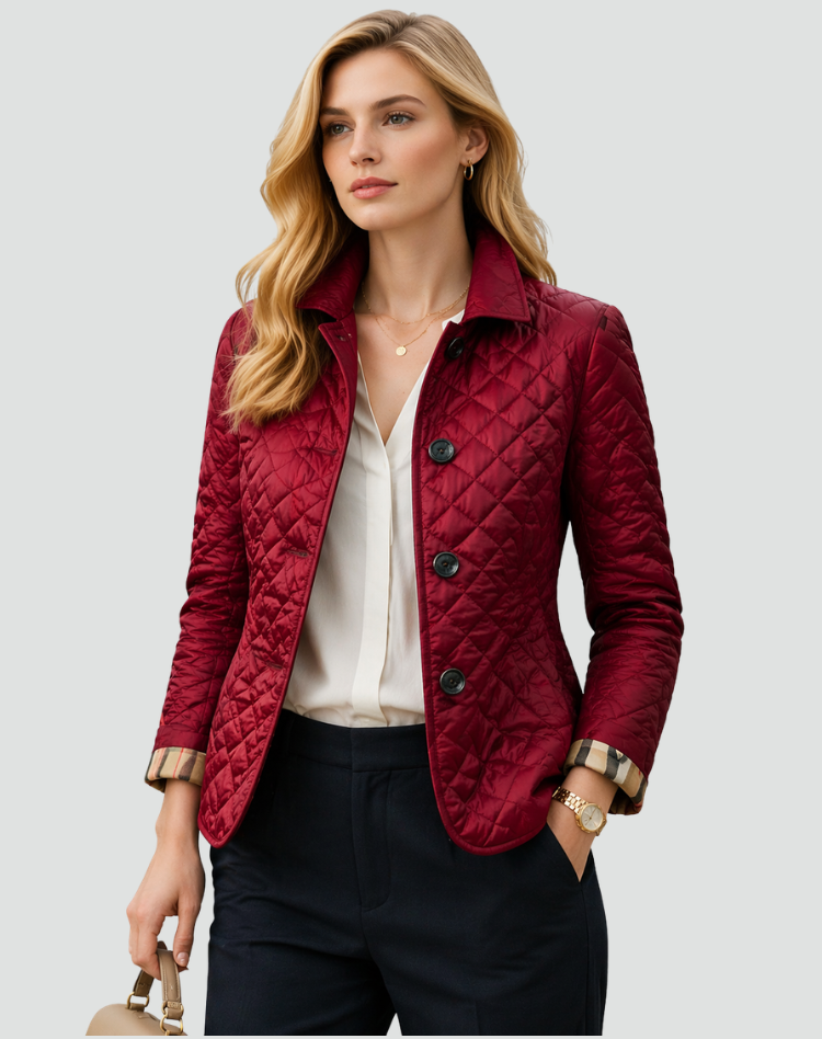 Quilted jacket styled with casual outfit