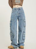 Close-up of cargo pocket detail on jeans