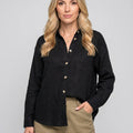 Linen button blouse front view
