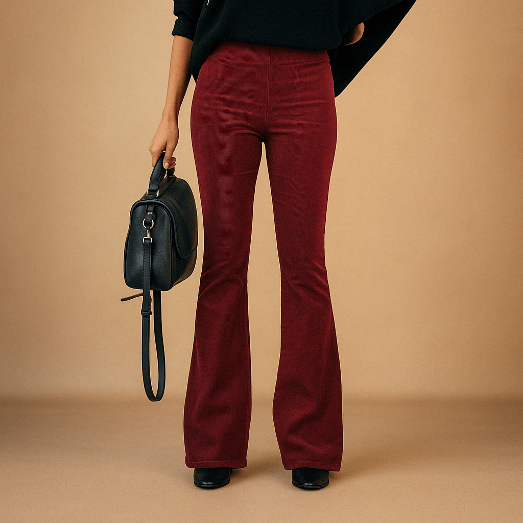 Flared corduroy trousers front view