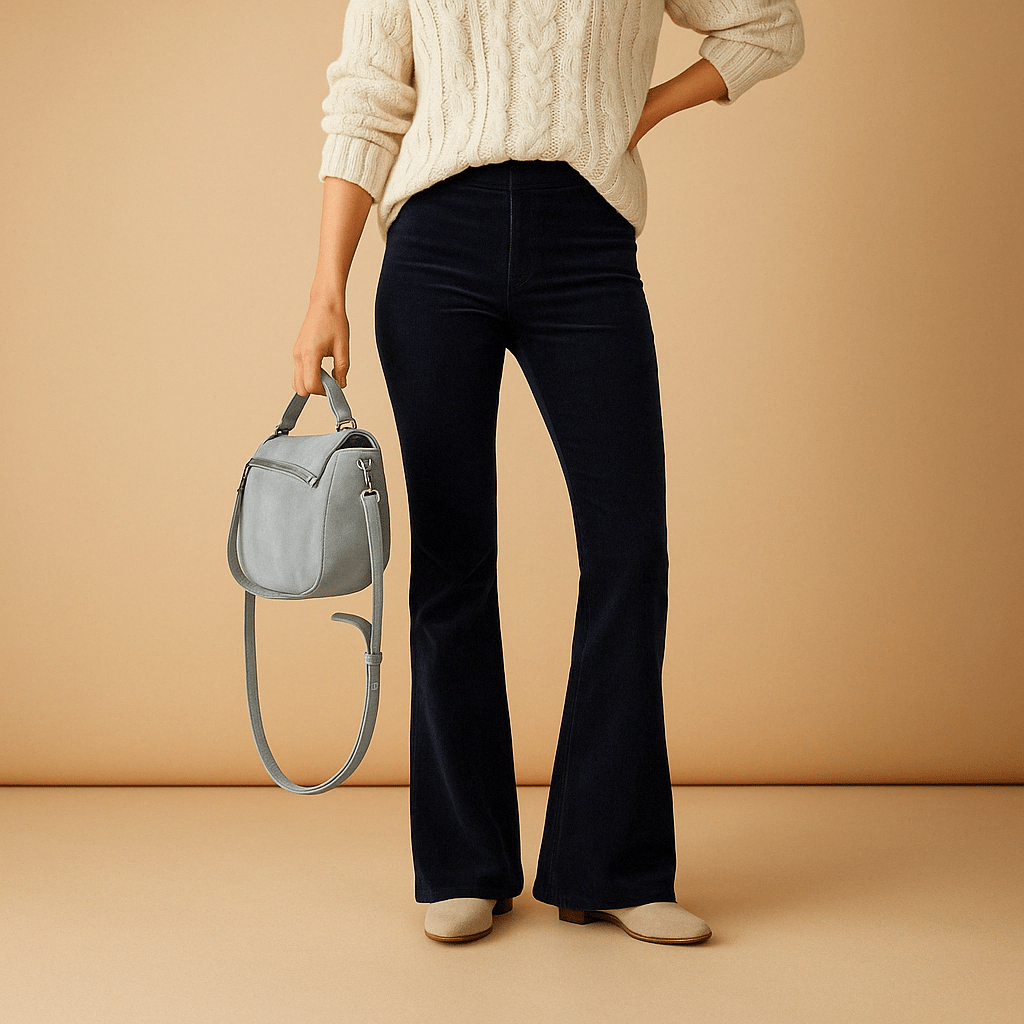 Flared corduroy trousers back view