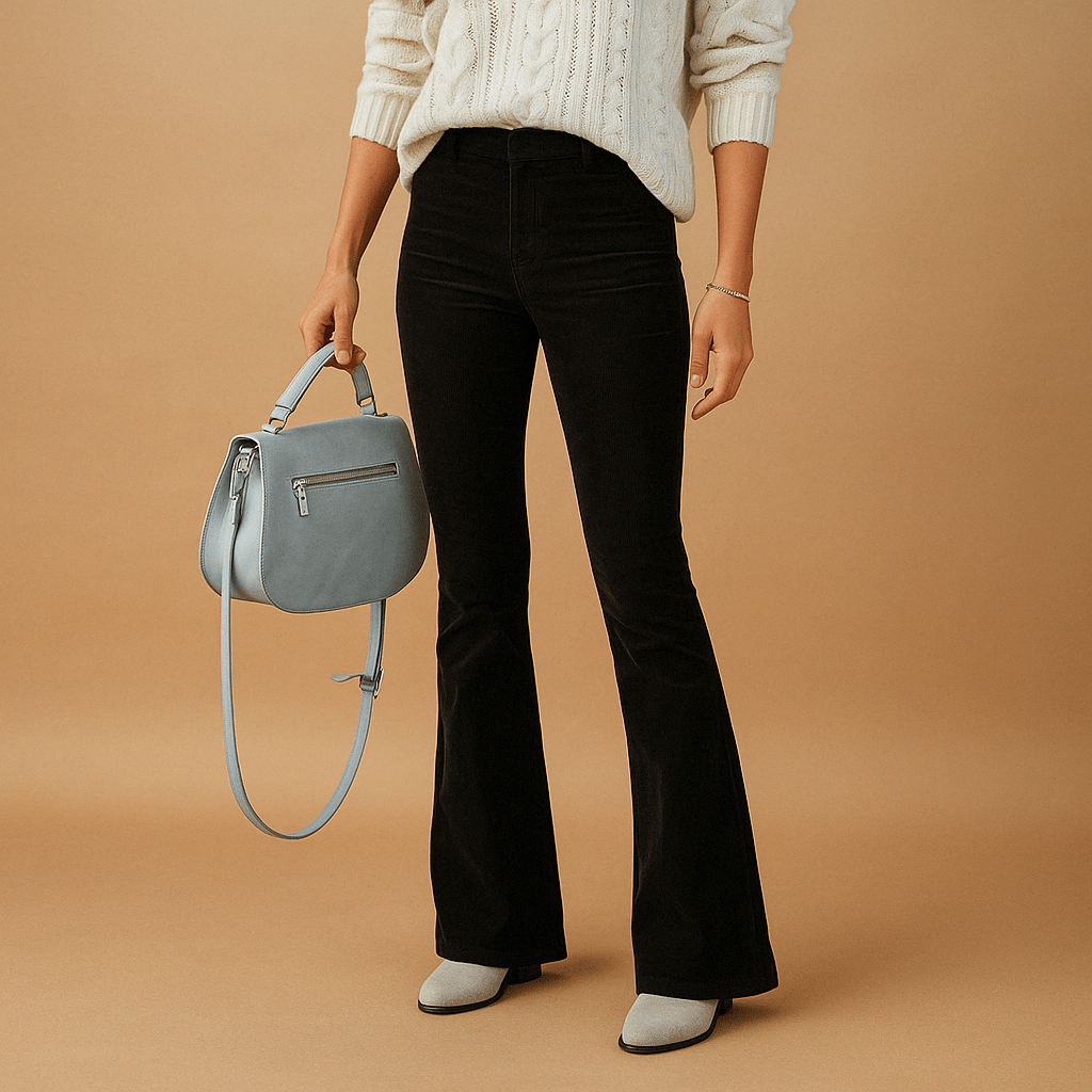 Trousers styled with jumper and boots