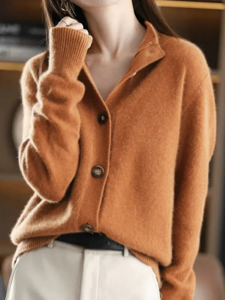 Button-front cardigan front view