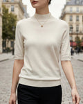 Ribbed knit top with high neck front view