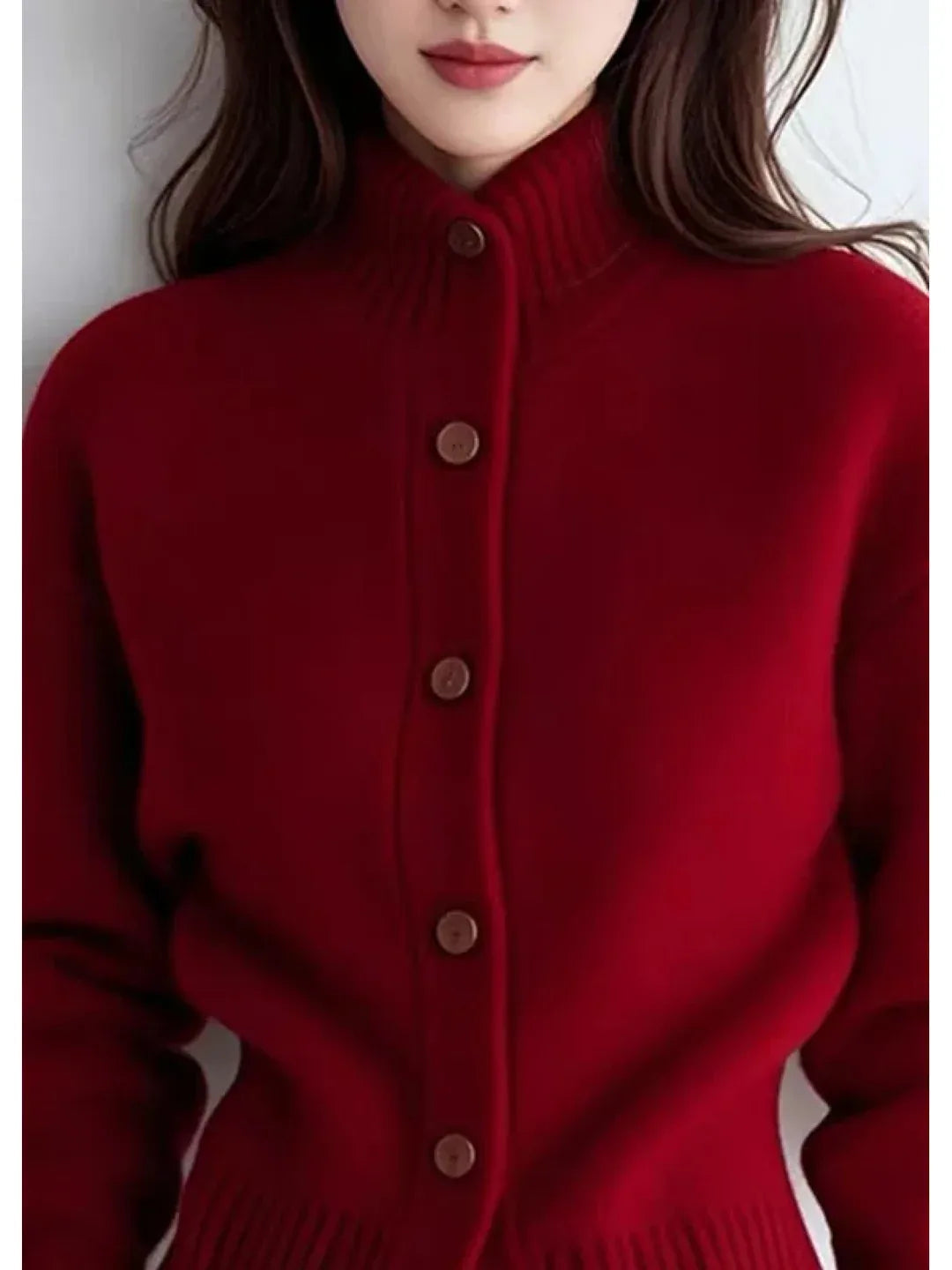 Cardigan worn with fitted waist