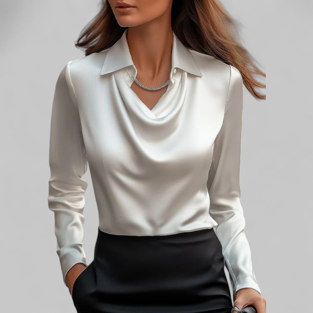 Satin look blouse front view