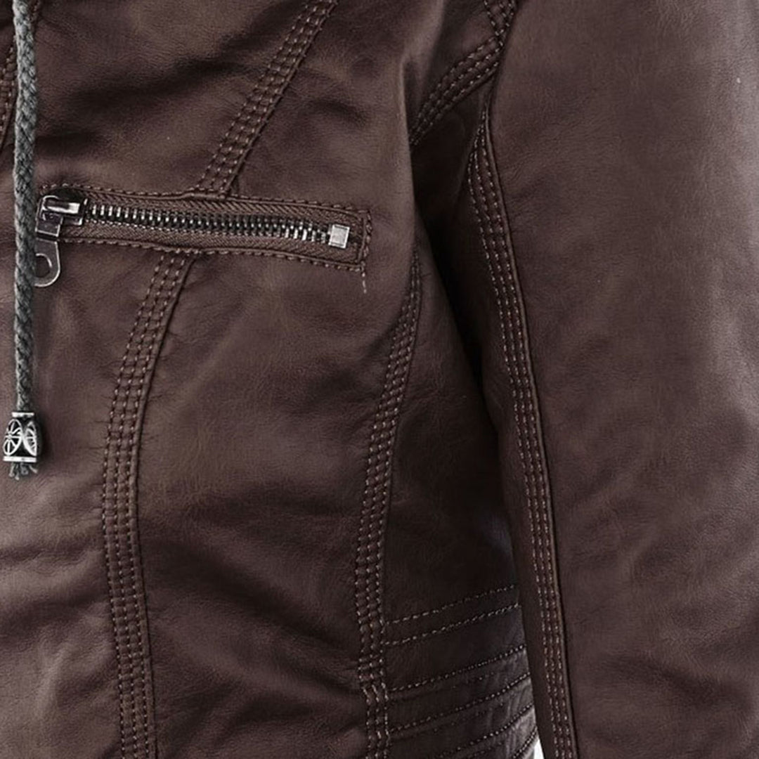 Brown coat collar close-up