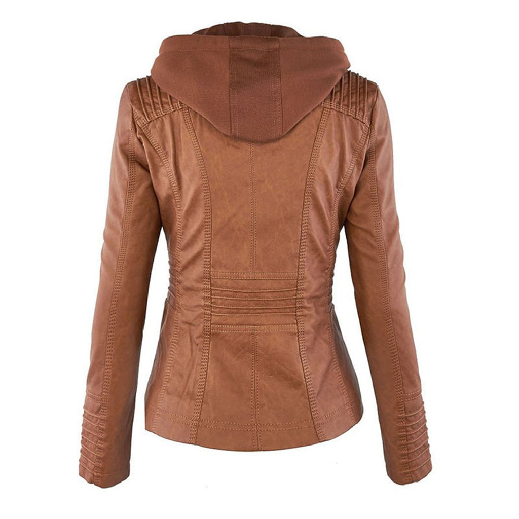 Khaki coat styled outdoors