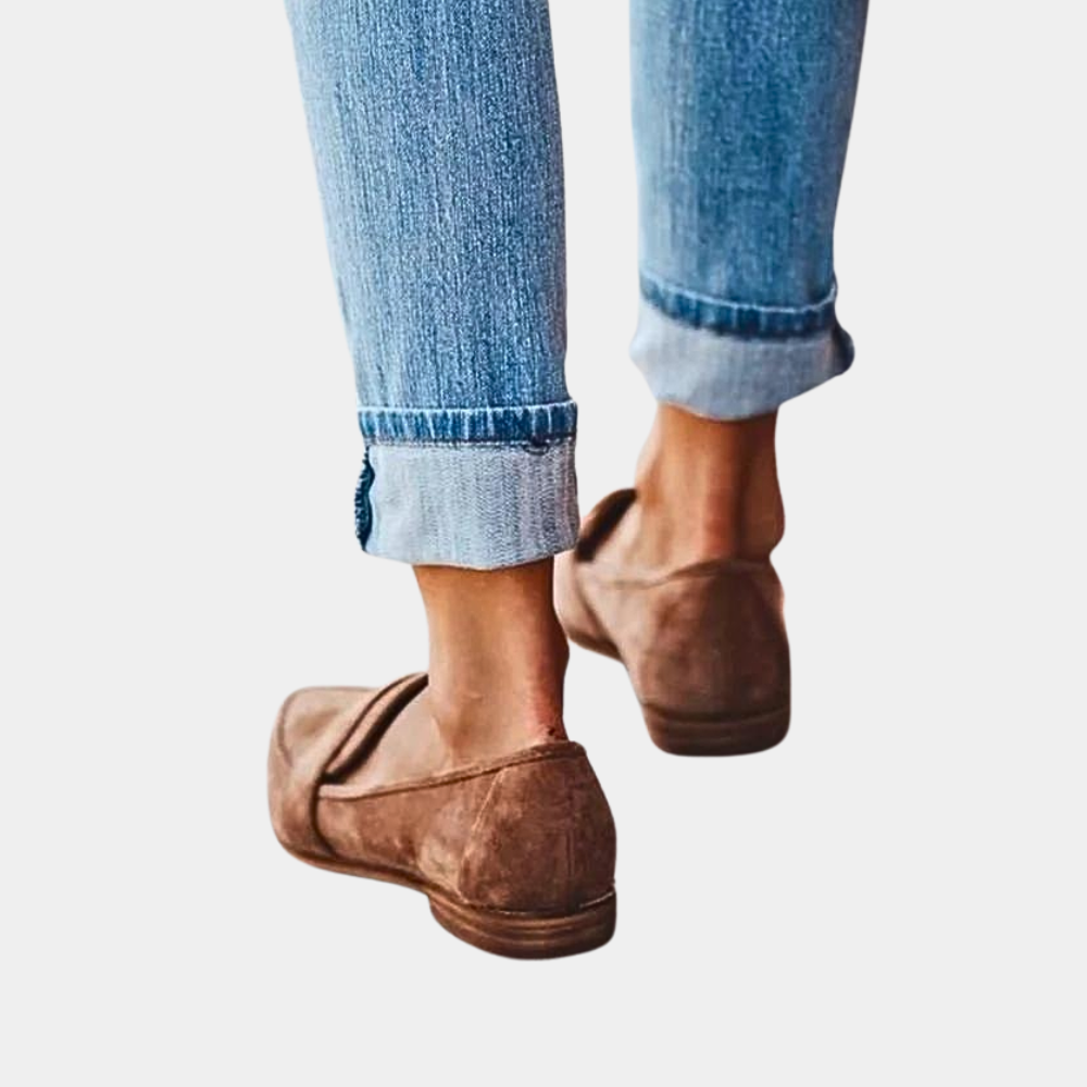 Suede-look loafer back heel detail