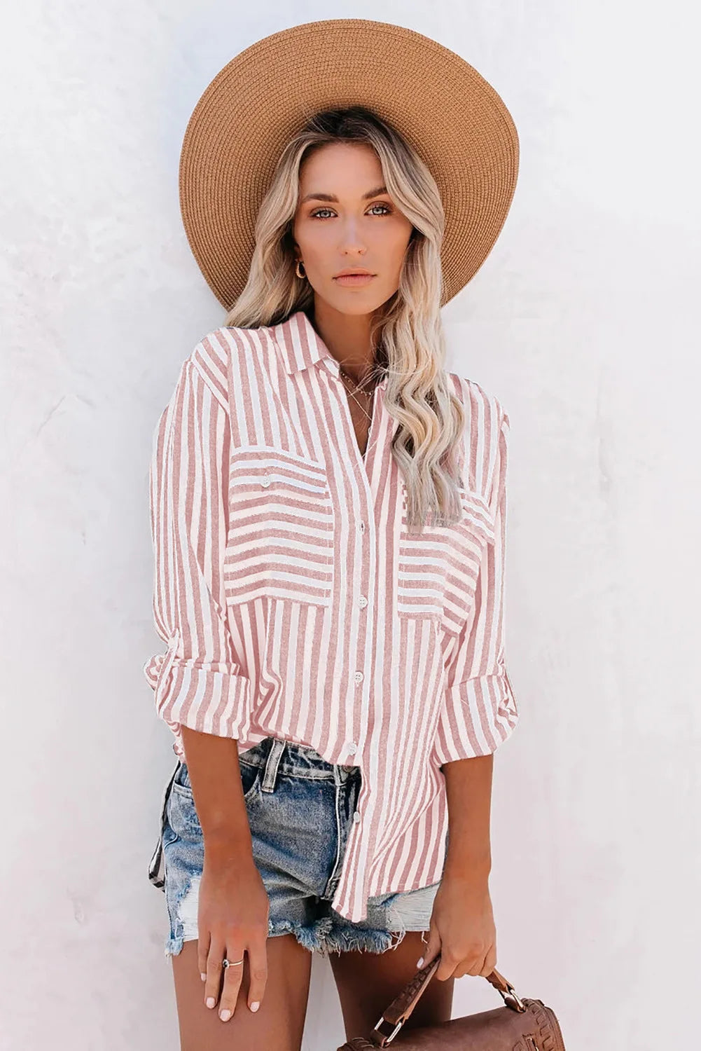 Striped blouse front view