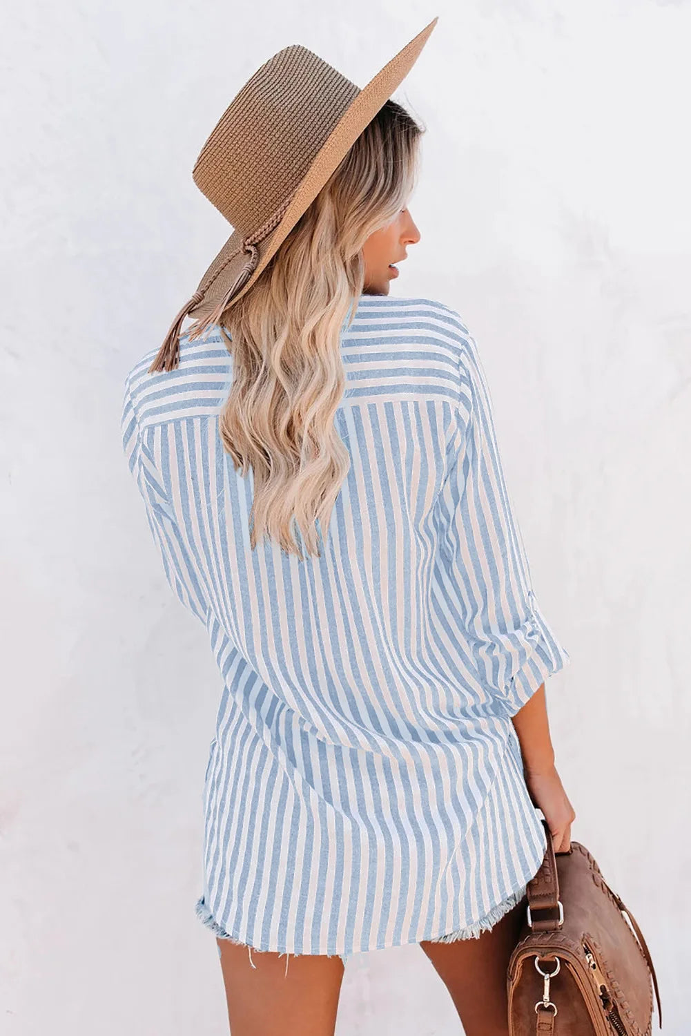 Striped blouse fabric detail