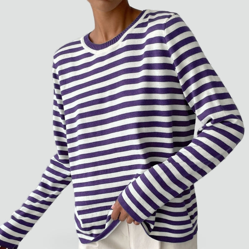 Striped long sleeve jumper front view