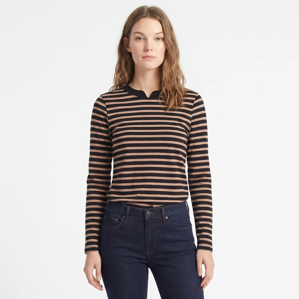 Striped long sleeve top front view