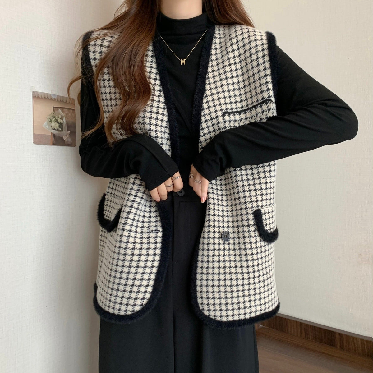 Waistcoat styled over a blouse
