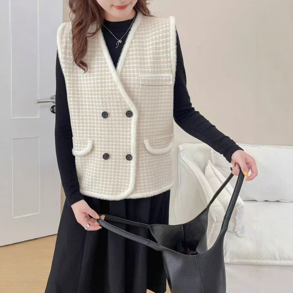 Waistcoat styled with denim
