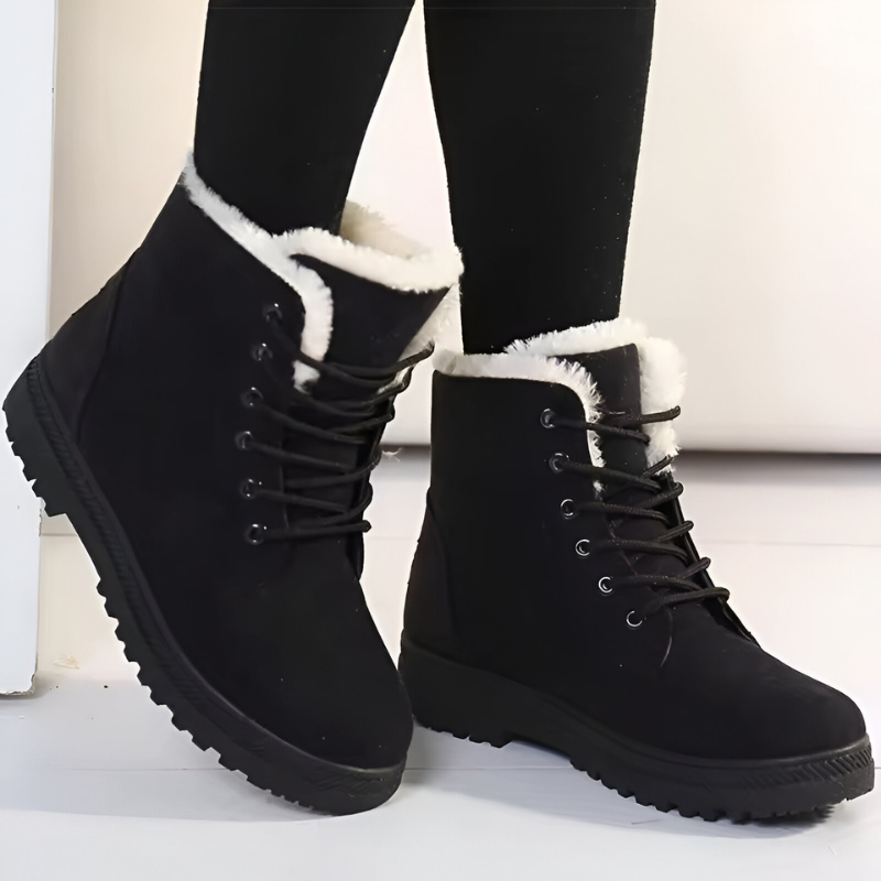 Black winter boots front view