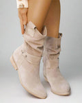 Suede ankle boot side profile