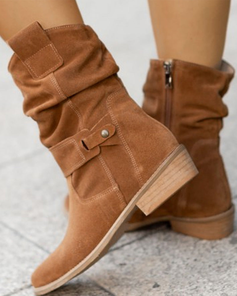 Suede ankle boots styled with outfit