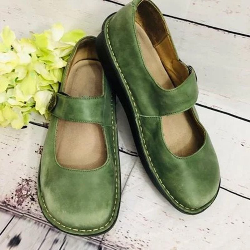 Suede Mary Jane shoes sole view