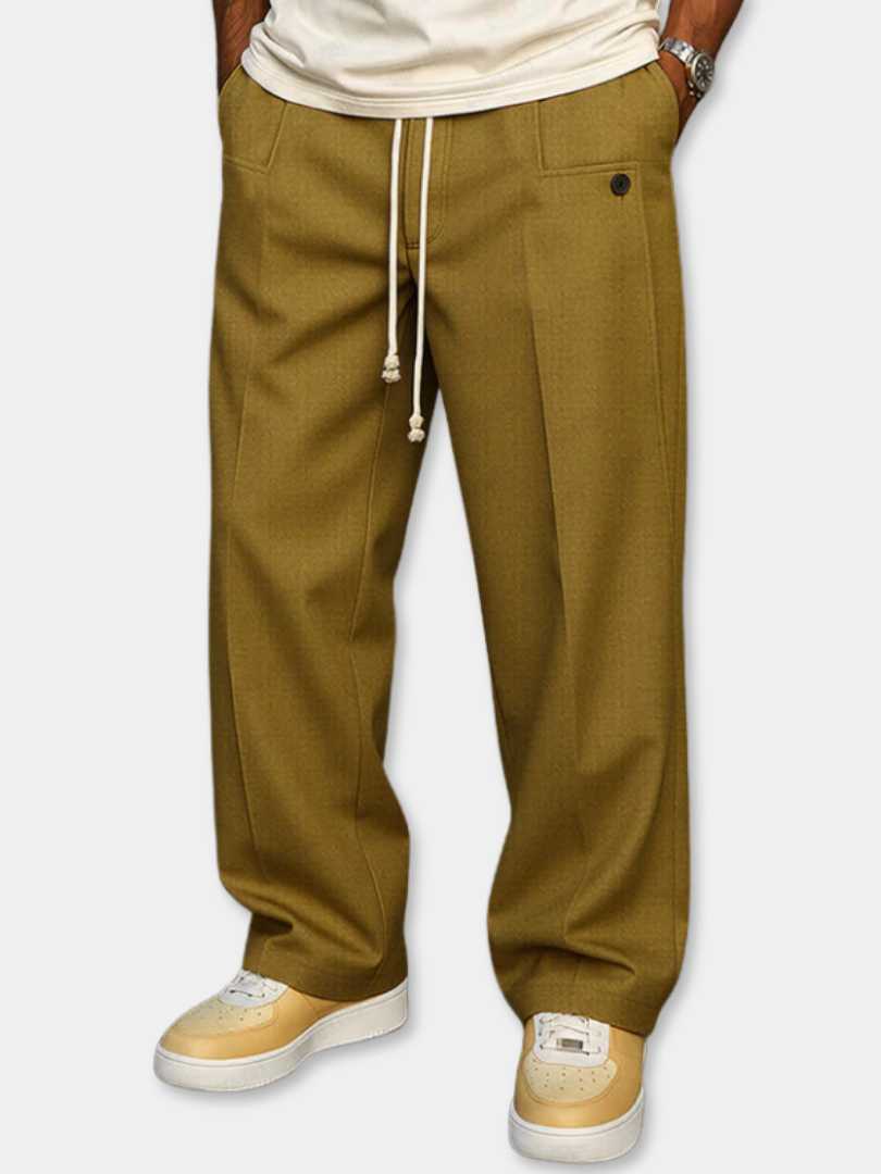 Trousers styled with sneakers