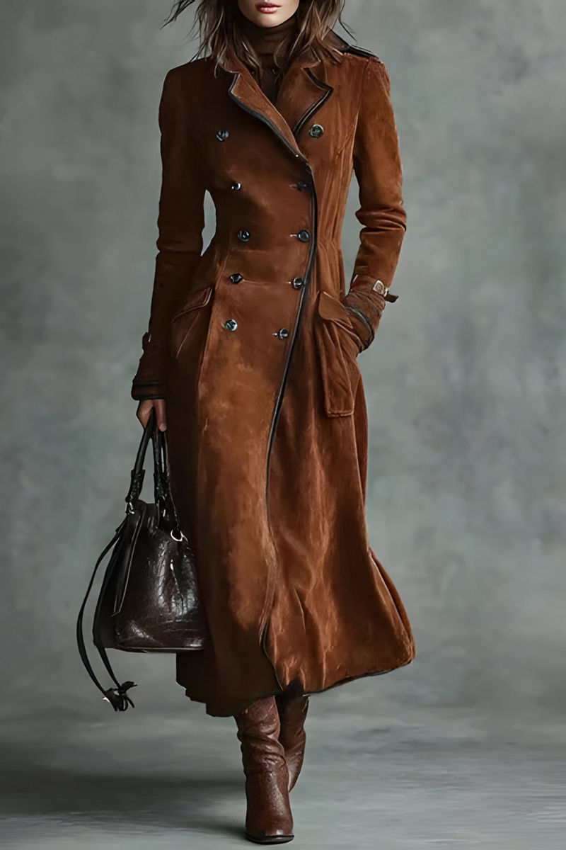 Tailored long coat front view