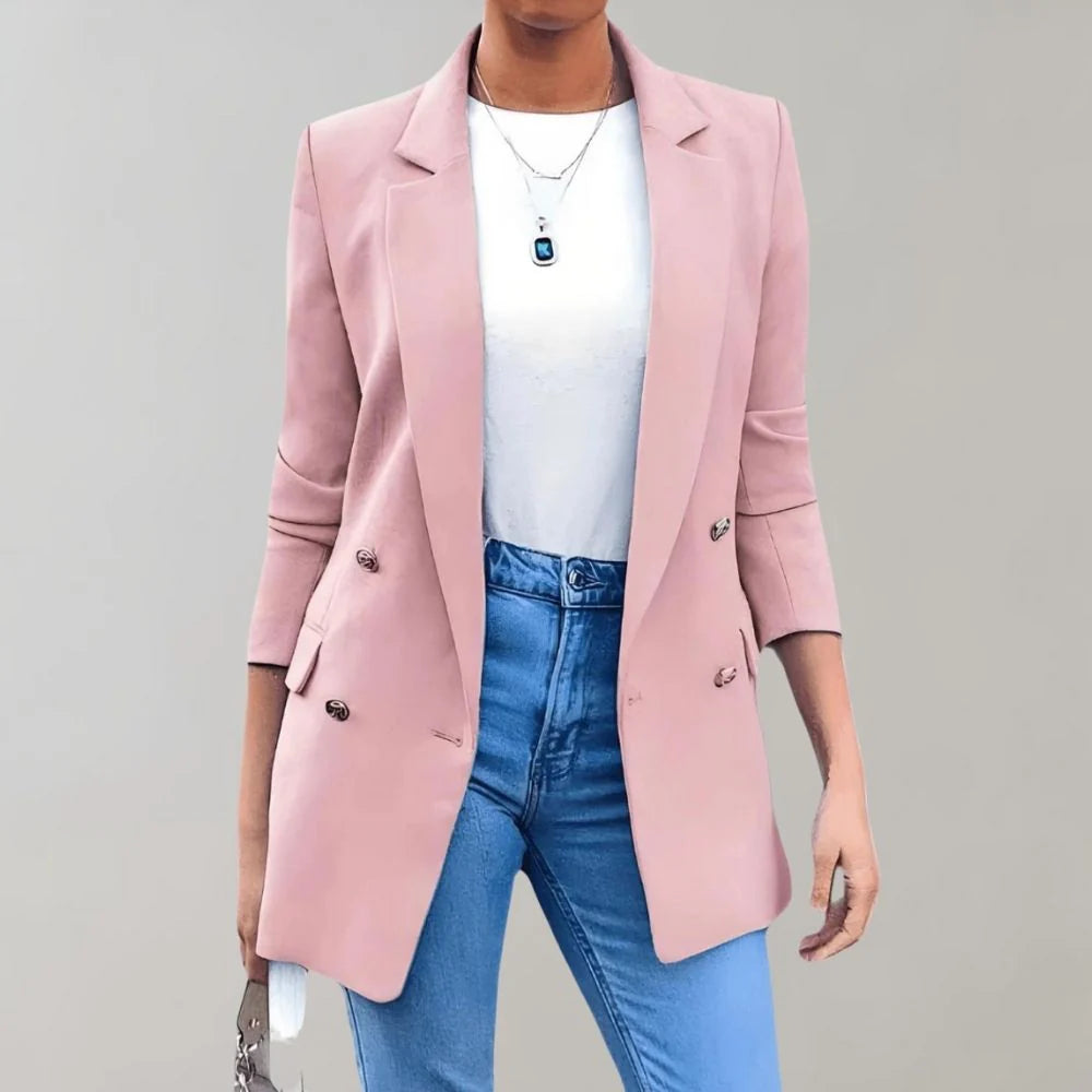Blazer worn over a dress