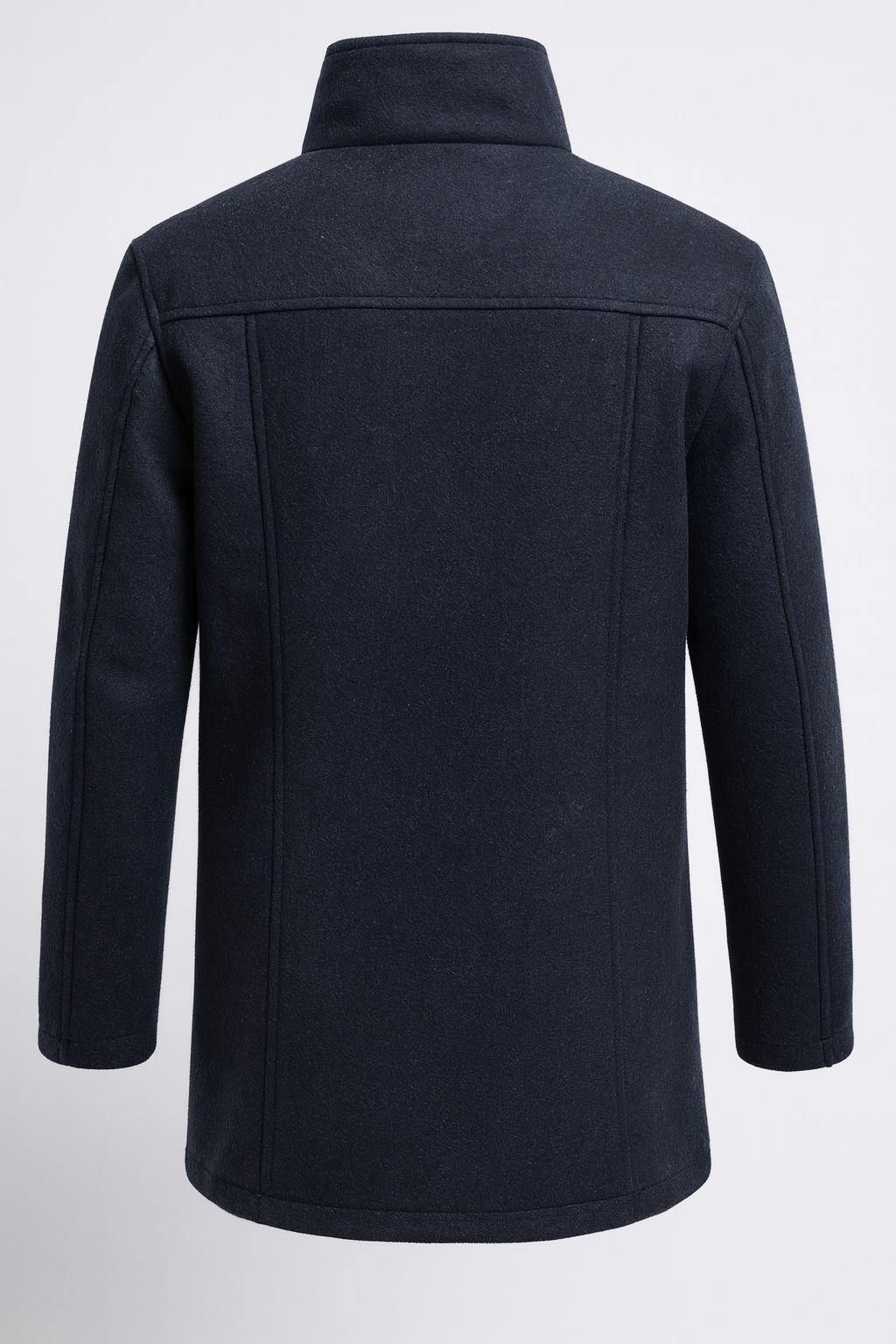 Wool blend overcoat collar and lapel detail