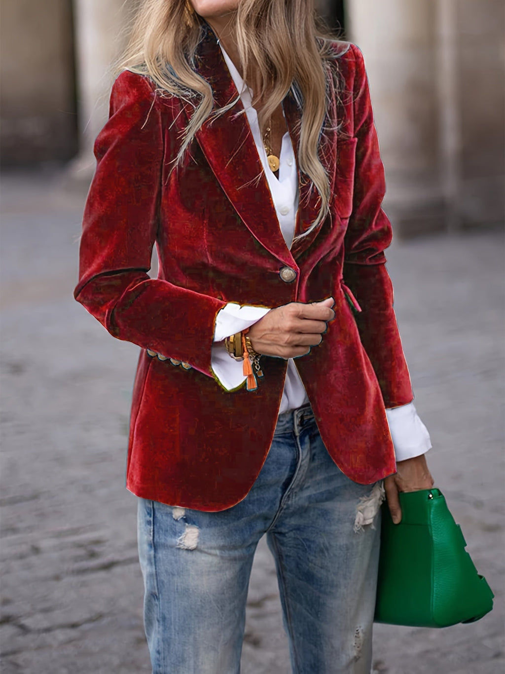 Velvet blazer front view