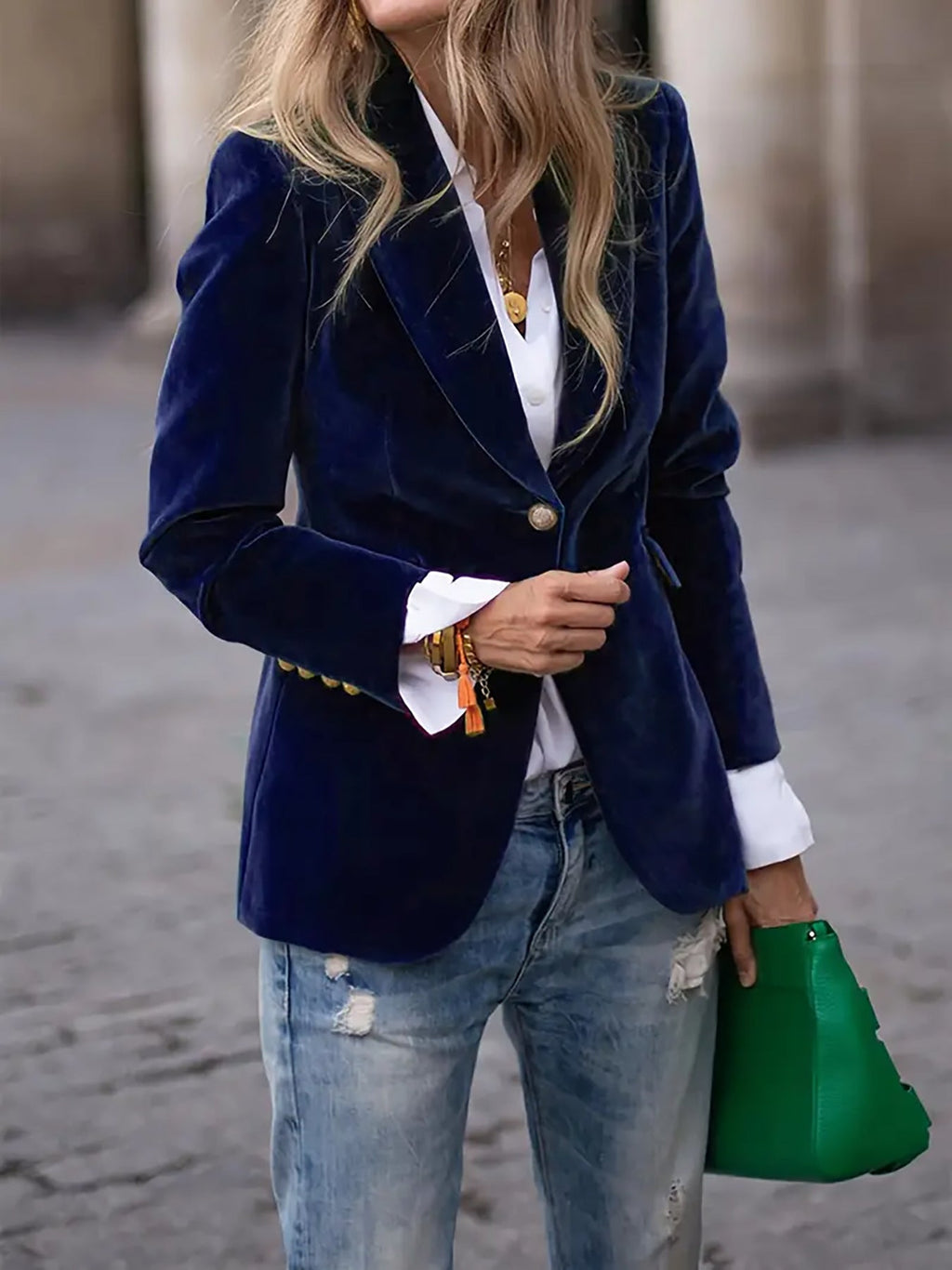 Velvet blazer in dark red