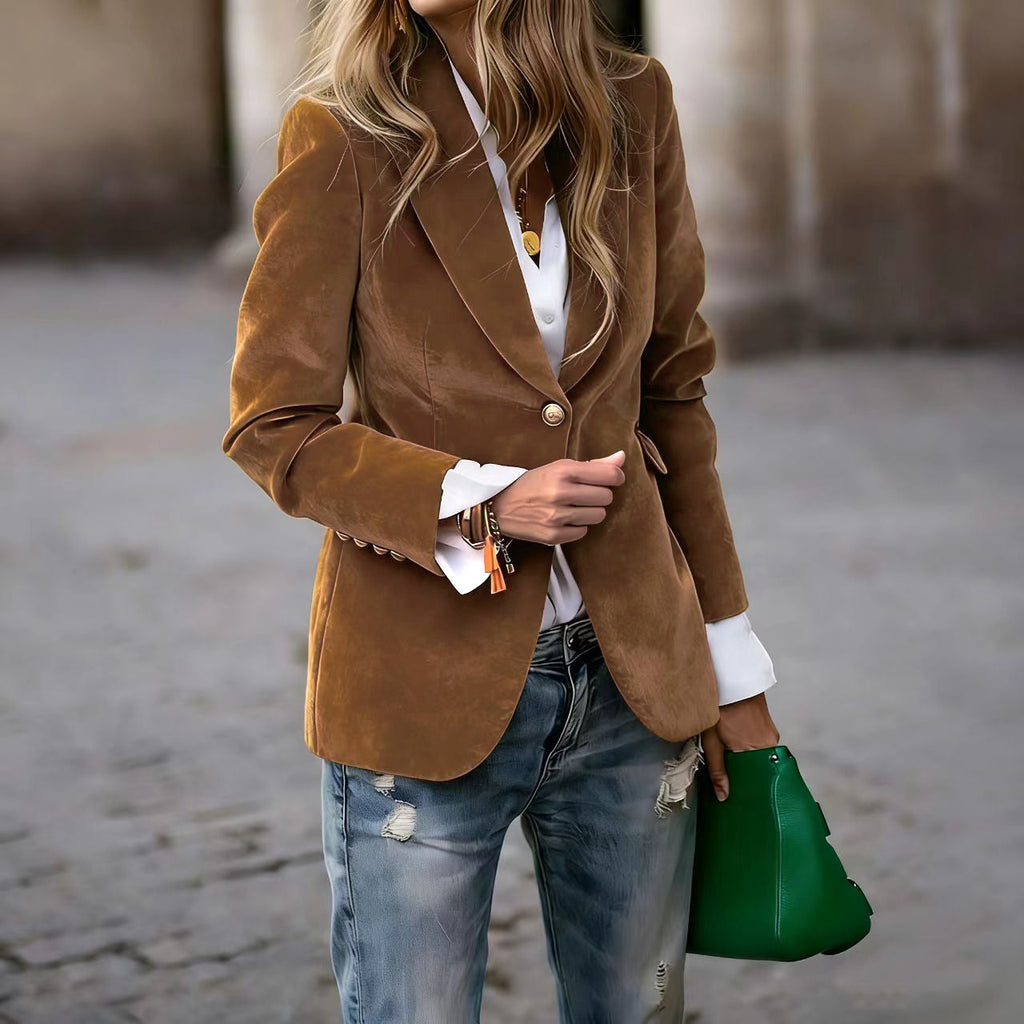 Velvet blazer in dark blue
