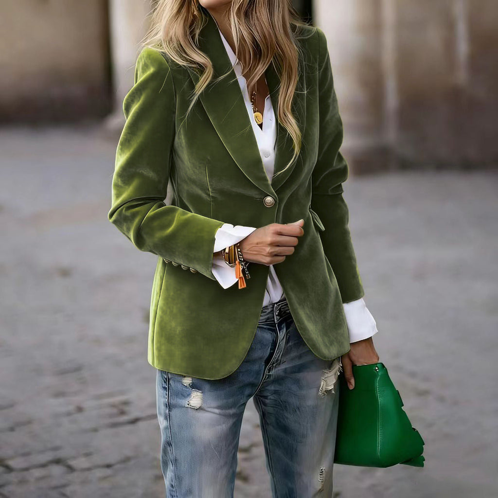 Velvet blazer in green