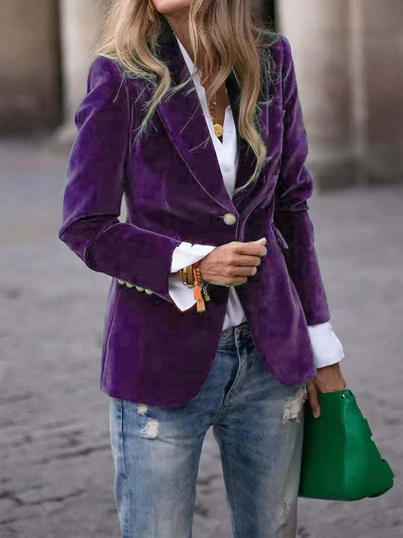 Velvet blazer in coffee brown