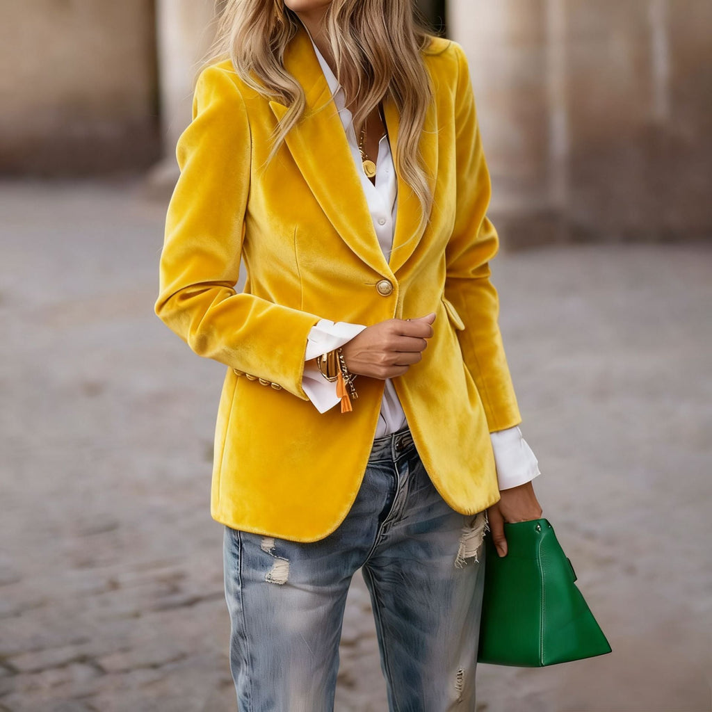 Velvet blazer in military green