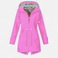 Hooded rain jacket front view