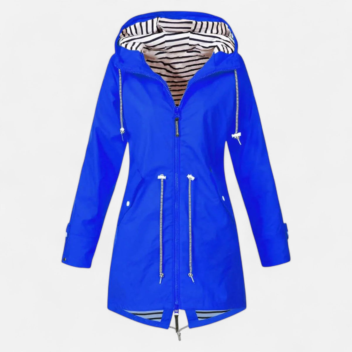 Rain jacket waist drawcord detail