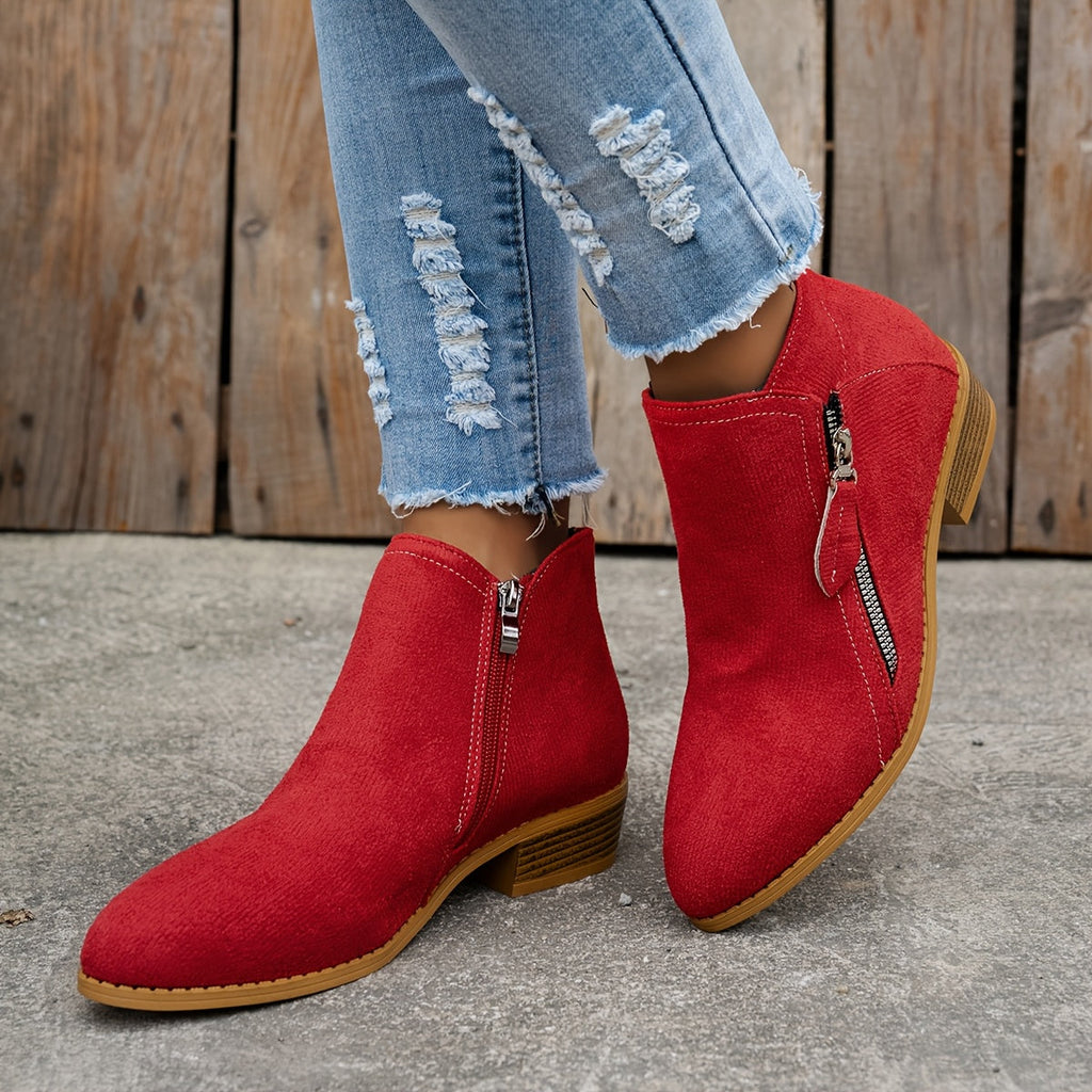Suede ankle boots full pair display