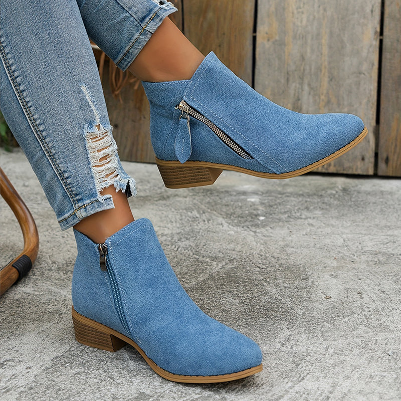 Suede ankle boots side view