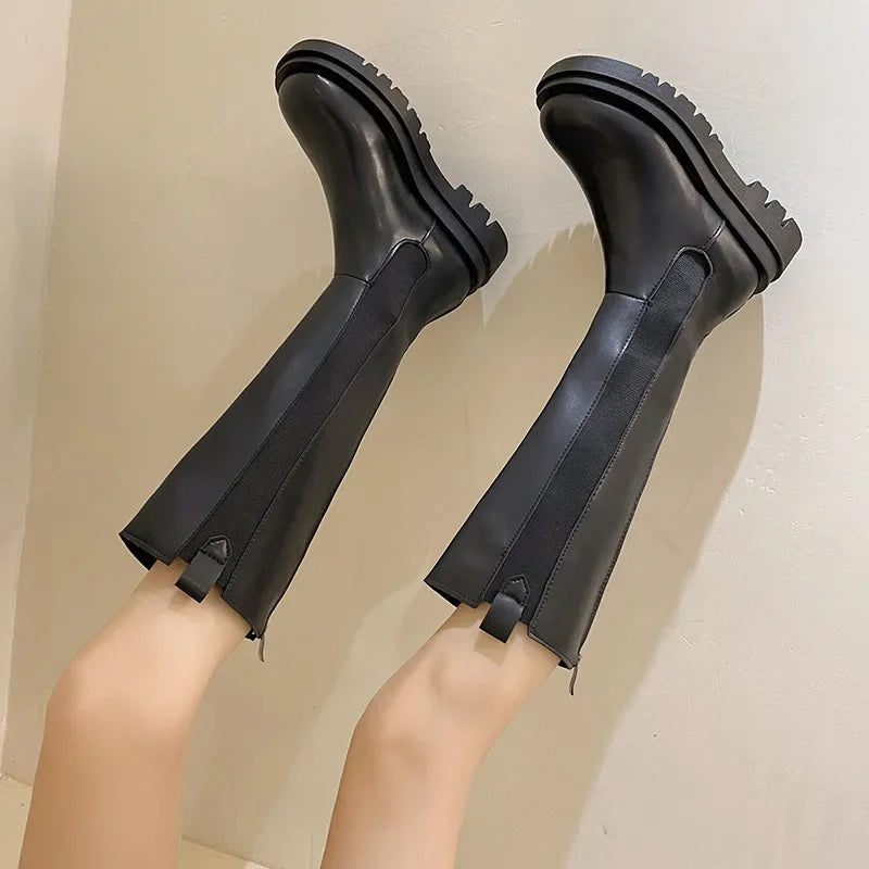 Black comfort boots side view