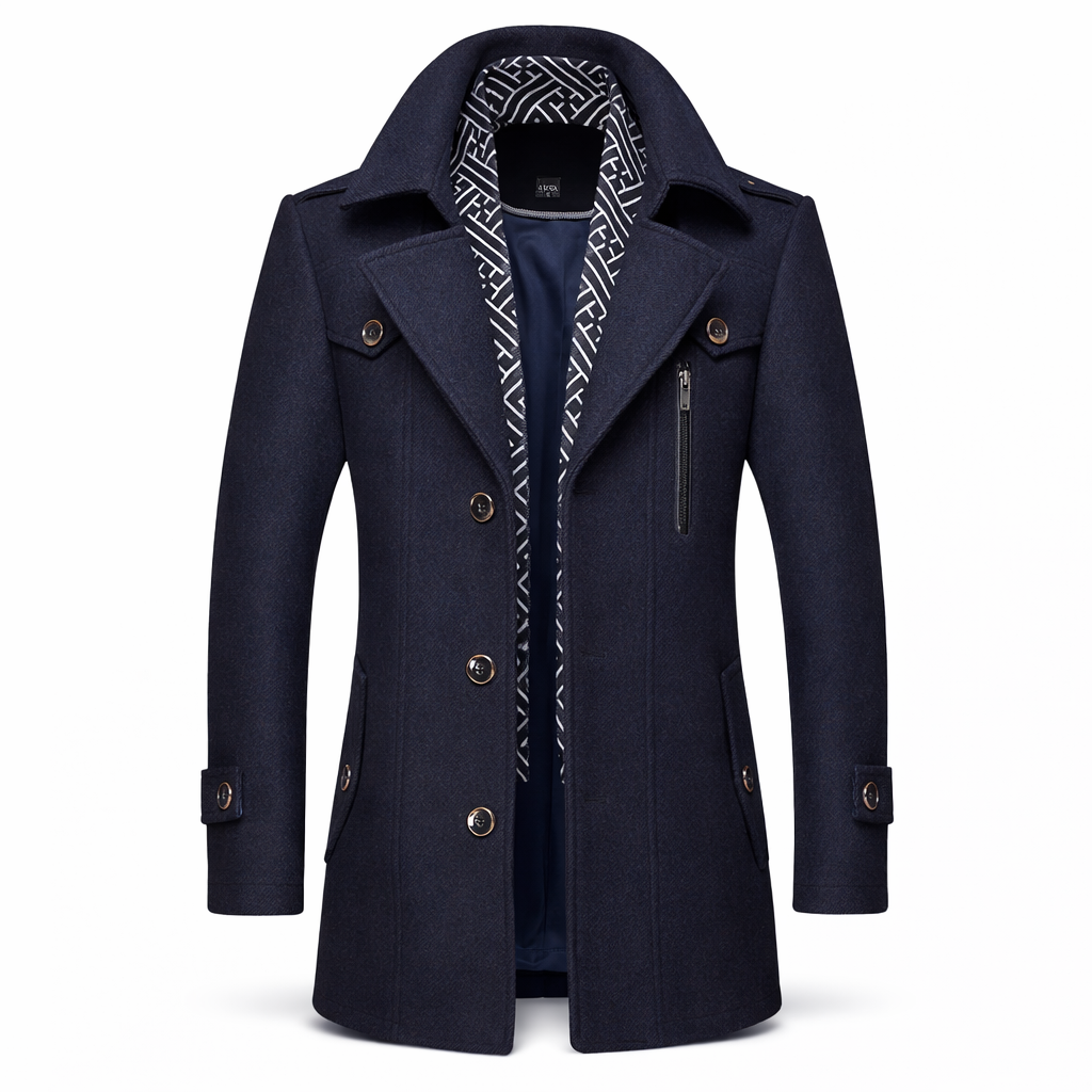 Wool coat with classic collar detail
